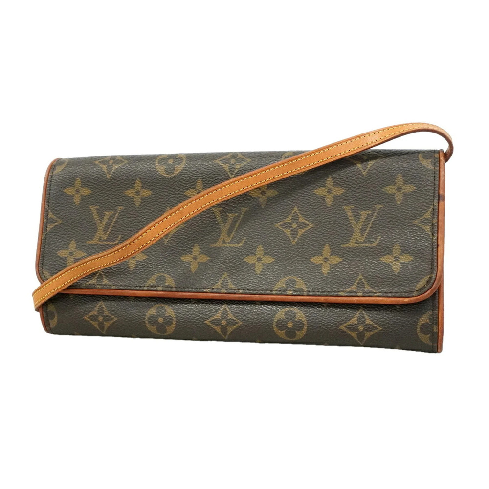 Louis Vuitton Monogram Pochette Twin GM Shoulder Bag M51852 Brown Women's P34...